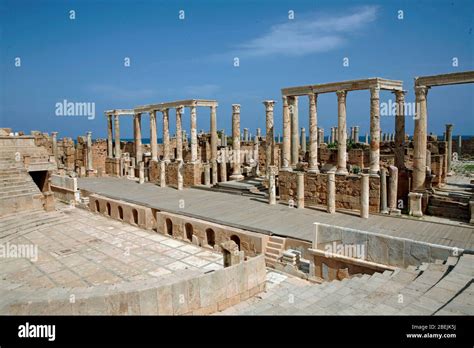 Ancient Ruins Of Roman Theatre At Archeological Site Of Leptis Magna