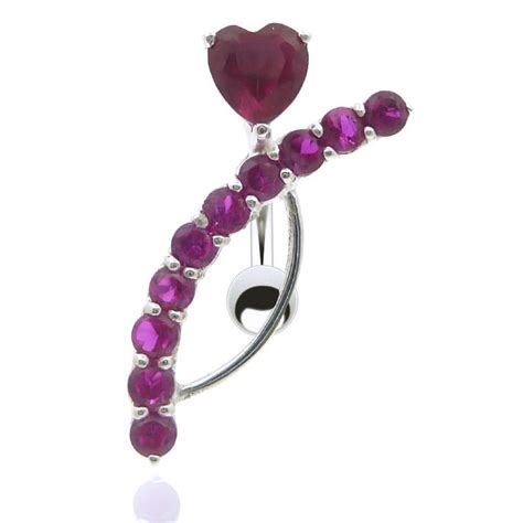 Piercing Nombril Pendentif Coeur Et Brillants De Couleur Piercing