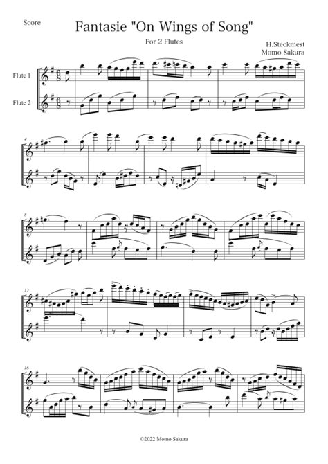 Fantasie On Wings Of Song For 2 Flutes Flute Duet Arr Momo Sakura