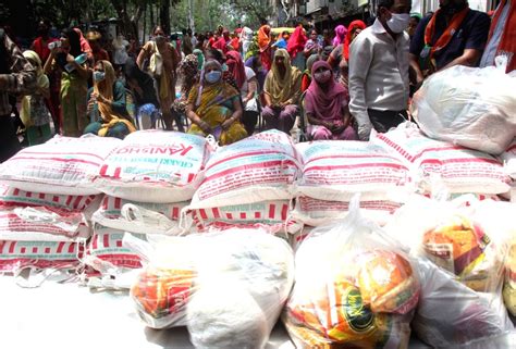 New Delhi Sex Workers Stand In A Queue During The Delhi Bjp President Adesh Gupta With