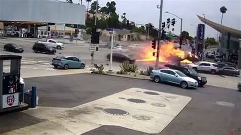 Footage Of Fiery Crash In Windsor Hills Driver Left In Critical