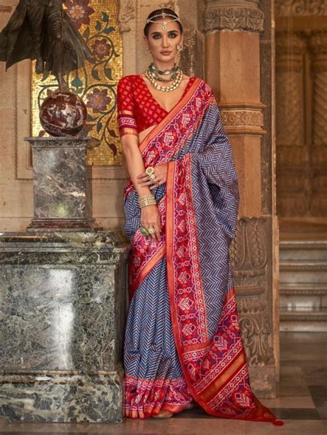 Buy Green Patola Printed Silk Festival Wear Saree From Ethnic Plus