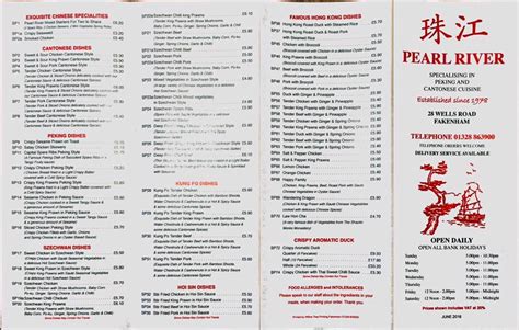 Menu At Pearl River Fast Food Fakenham