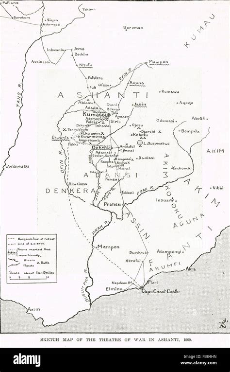 Sketch map 5th Anglo-Ashanti war 1900 Stock Photo - Alamy