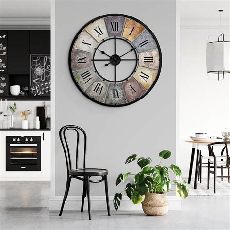 Horloge murale métallique XXL vintage Ø80 wall art fr