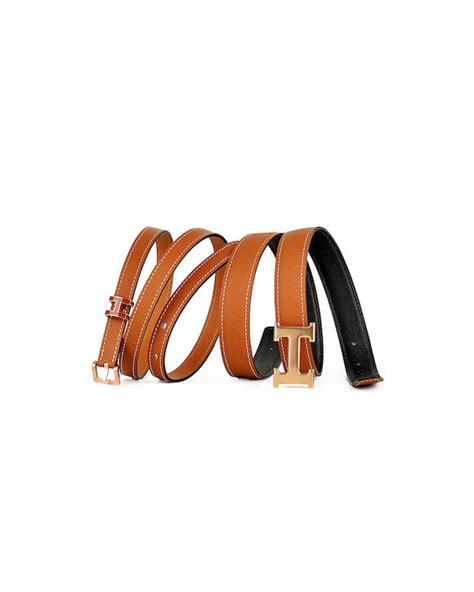 Bonhams HermÈs Set Of Two Belts Gold Espom And Black Swift Thickness