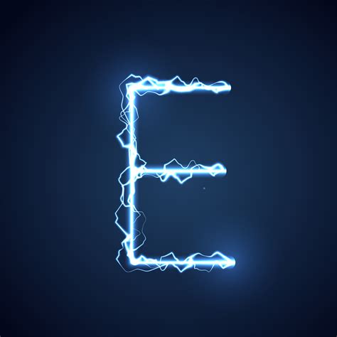 Blue Lightning Style Letter Or Alphabet E Lightning And Thunder Bolt