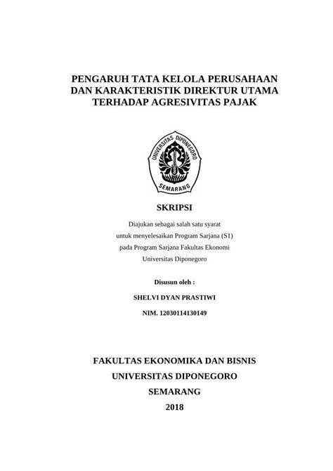 PDF PENGARUH TATA KELOLA PERUSAHAAN DAN KARAKTERISTIK Eprints Undip