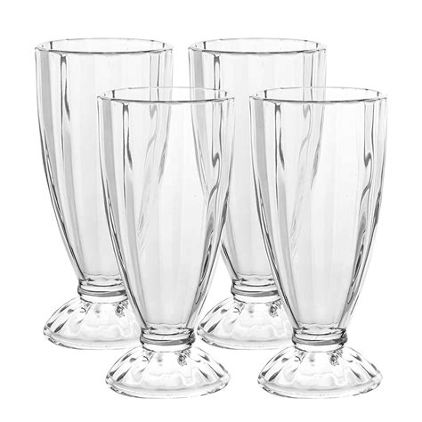 Ovente Plastic Milkshake Glasses Set Of 4 125 Oz Old Fashioned Soda