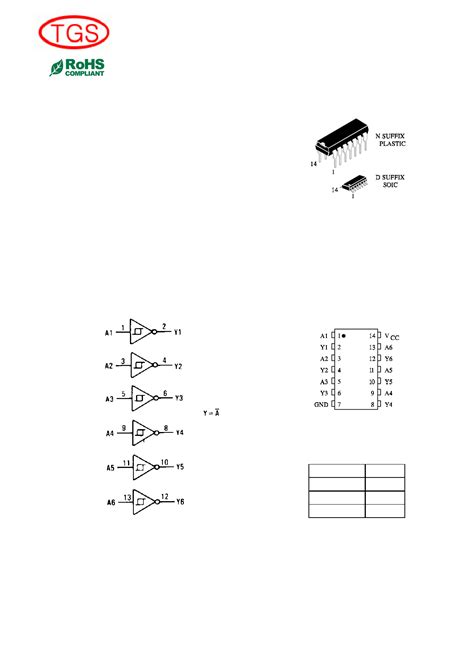 74HC14N Datasheet PDF ( Pinout ) - High-Speed Cmos Logic