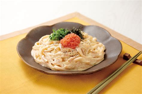 明太カルボナーラうどん｜レシピ｜創味食品