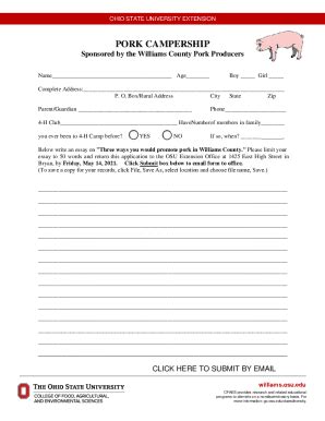 Fillable Online Williams Osu Pork Campership Fax Email Print Pdffiller