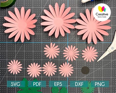 Gerbera SVG Paper Flower Template Creative Vector Studio