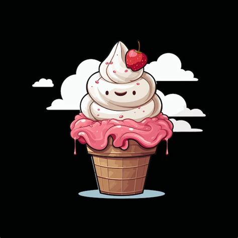 Premium Vector A Cute Cartoon Ice Cream Vector Illustration