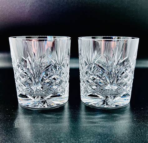 EDINBURGH CRYSTAL Old Fashioned Glasses, 2 Vintage Cut Crystal Whiskey ...