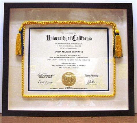 Framed Diploma With Cords Shadow Box Graduation Graduation Display