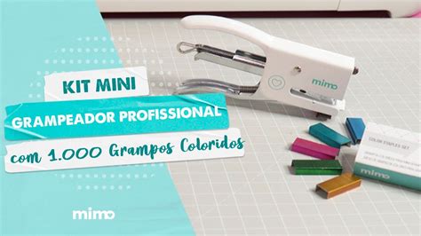 Kit Mini Grampeador Profissional 1000 Grampos Coloridos Mimo