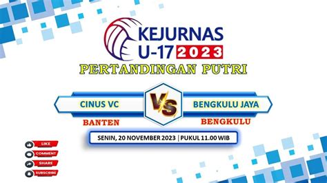 Pertandingan Putri Antara Cinus Vc Vs Bengkulu Jaya Kejurnas Antar