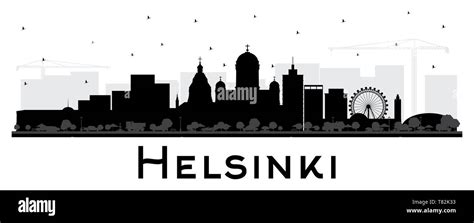 Helsinki Finland City Skyline Silhouette With Black Buildings Isolated