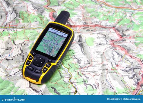 GPS receiver and map. stock photo. Image of device, electronic - 65785326