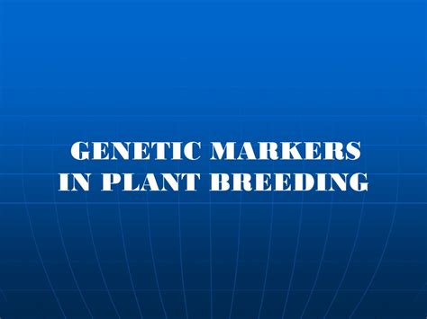 Ppt Genetic Markers In Plant Breeding Powerpoint Presentation Free