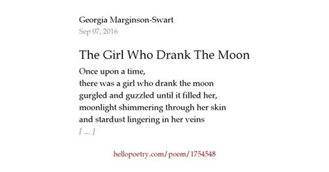 The Girl Who Drank The Moon by Georgia Marginson-Swart - Hello Poetry