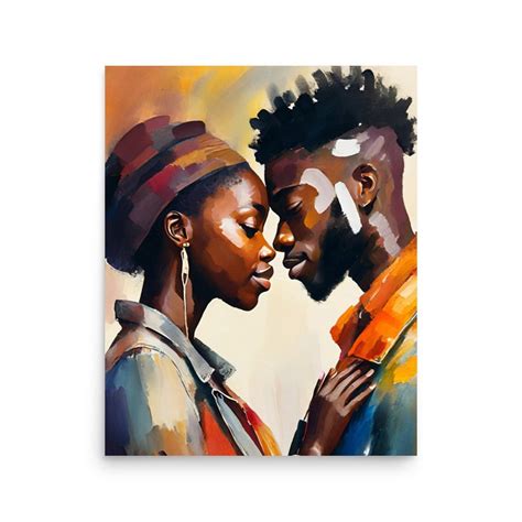 Black Couple Art Print, Black Art, Black Art, Living Room Decor, Black ...