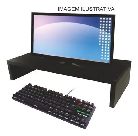 Suporte Base Para Monitor Pc Mesa Ergon Mico Mdf Preto Mm