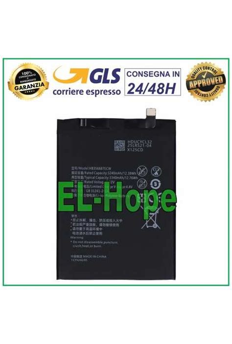 BATTERIA HB356687ECW PER HUAWEI P30 LITE MAR LX1M LX1A LX2J PARI ORIGINALE