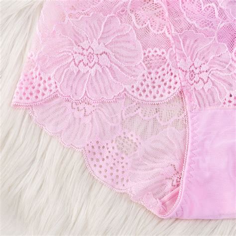 Hollow Out Lace Panties Women Sexy Lingerie High Waist Underwear Ice Silk Briefs Material