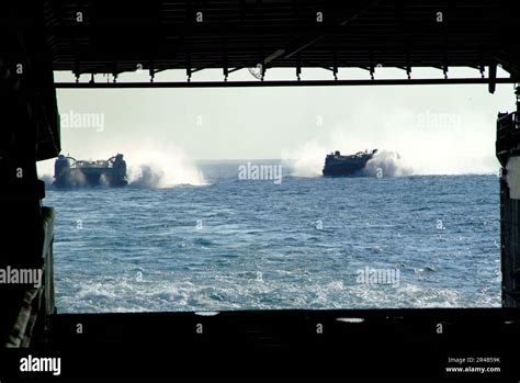 Us Navy A Pair Of Landing Craft Air Cushions Lcac Make Their Way To