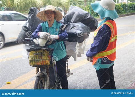 Two Female Sanitation Workers In Conversation Editorial Image Image