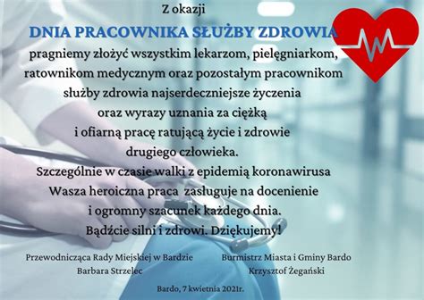 Yczenia Z Okazji Dnia Pracownika S U By Zdrowia Bardo Miasto Cud W