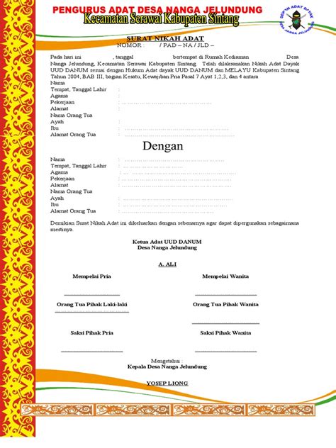 Blangko Surat Nikah Adat Kosong Pdf