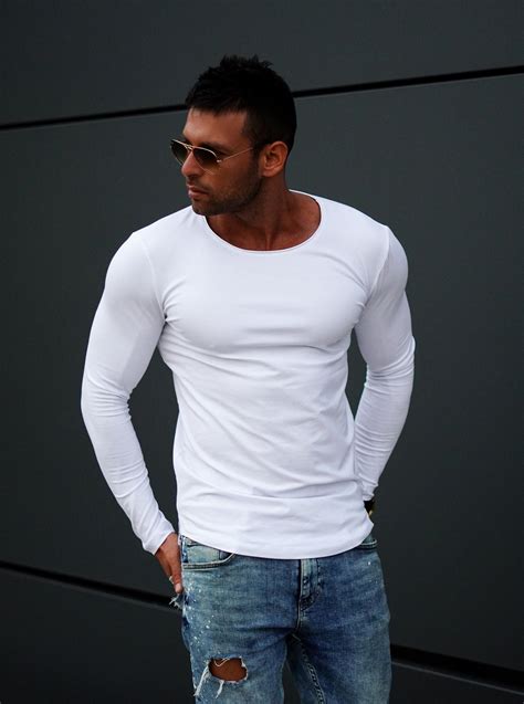 Plain White Scoop Neck Long Sleeve T Shirt Fall Winter 2019 2020 Rb