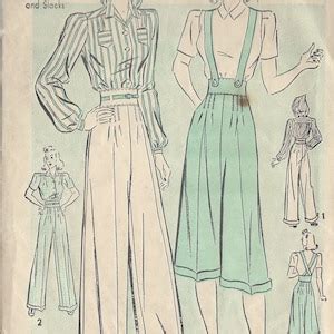 1940s WW2 Vintage Sewing Pattern B32 BLOUSE PANTS R763 By Advance