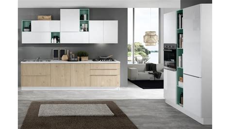 Cucina Moderna Mia Rovere Naturale E Bianco Lucido Di Net Cucine