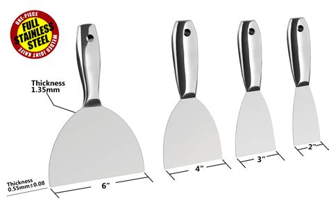 Putty Knife Set 4 PCS 2 3 4 6 One Piece Premium Polished All