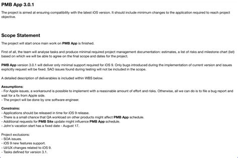 Project Scope Example Baseline Scope Statement Templates