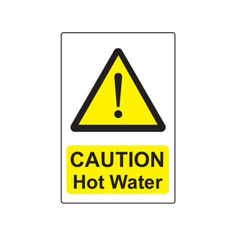 75 X 50mm Caution Hot Water Colour PP Label
