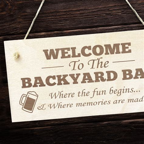 BACKYARD BAR Sign Engraved Wood Sign Hanging Door Wall Bar Sign