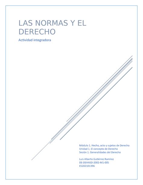 M1 U1 S1 LUGR M1 U1 S1 LAS NORMAS Y EL DERECHO Actividad