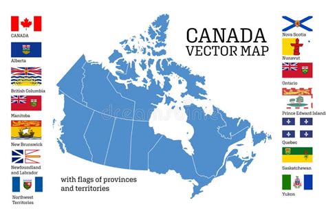 Canada Map with Flags of Provinces and Territories. Vector Illustration ...