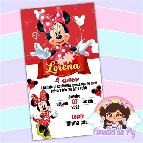 Convite Digital Minnie Vermelha Elo Produtos Especiais