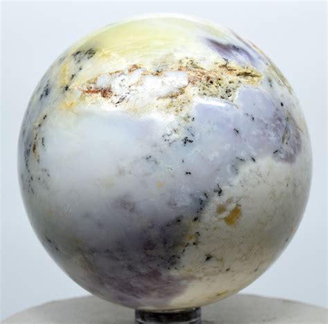 White Yellow Purple Dendrite Agate W Open Small Druzy Sphere Etsy