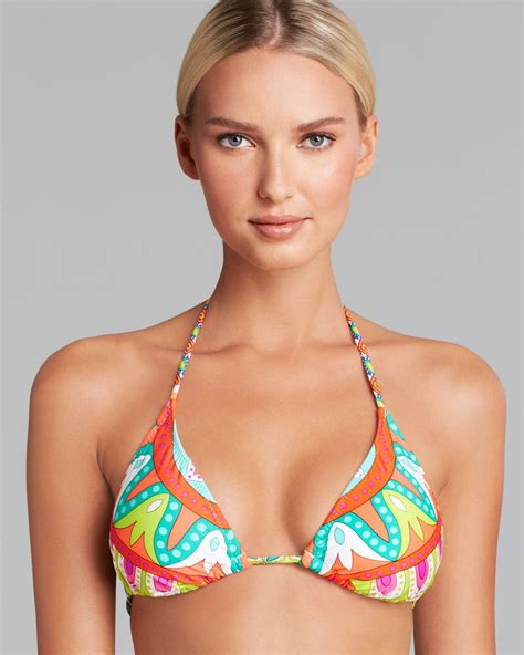 Trina Turk Multicolor Carnaval Triangle Bra Slider Bikini Top Bikini