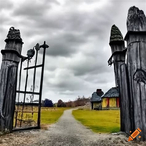 Spooky Gate Opening To A Ghost Village On Halloween On Craiyon