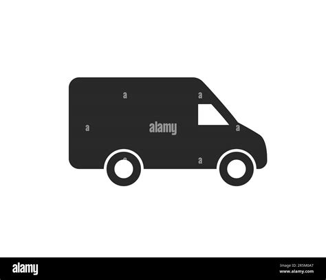 Simple Delivery Van Minivan Minibus Black Silhouette Side View Icon