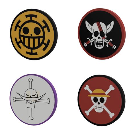 Stl File D Multicolor Logo Sign One Piece Jolly Roger Emblem Pack D