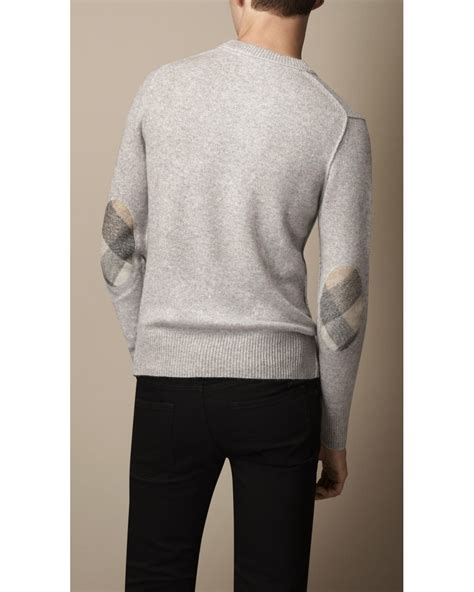 Burberry Elbow Patch Cashmere Sweater in Natural for Men | Lyst